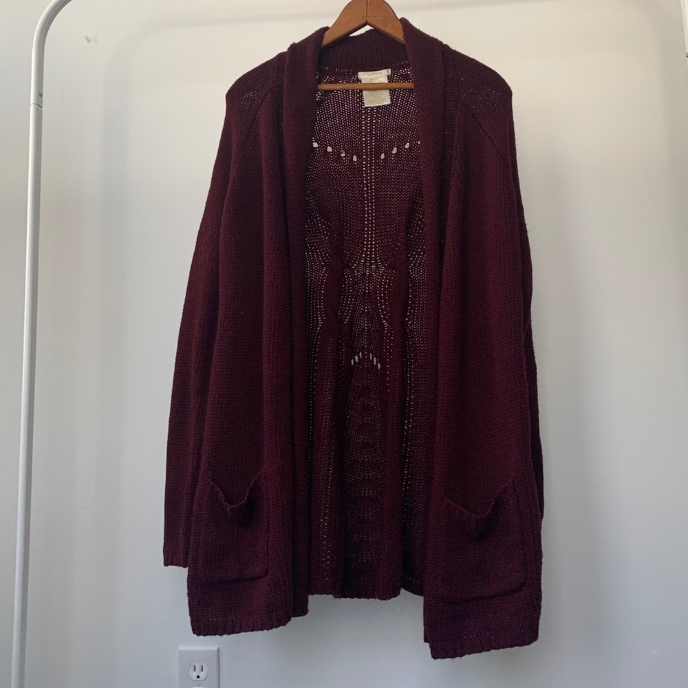 Matty M Chunky Open Cardigan in Maroon